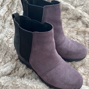 Sorel Joan of Arctic purple sage wedge bootie